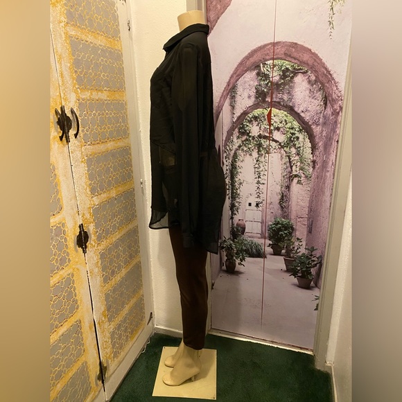 Free People Best of Both Worlds sheer black Blouse size M - Picture 8 of 13